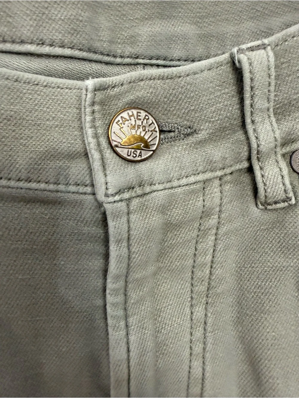 Men’s Faherty Stretch Terry 5 Pocket Green Pants Size 31x28